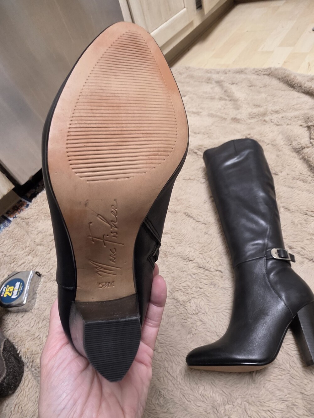 Marc Fisher Y2k Black Leather Boots - Picture 6 of 8